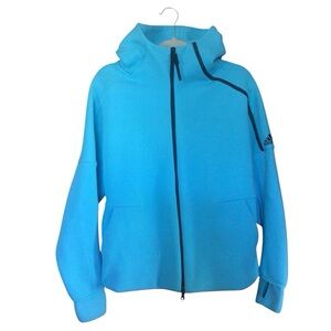 Adidas Women's Bright Blue Hoodie Jacket. Sz. Large. EUC Full zipper.